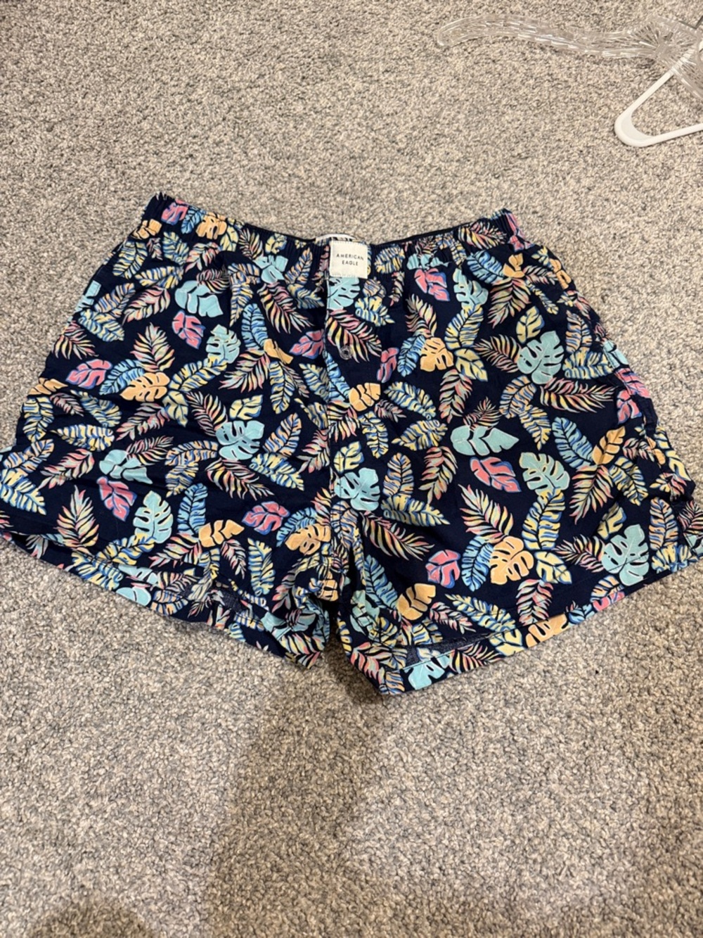 American Eagle Outfitters Navy Multicolor Tropical Leaf Shorts